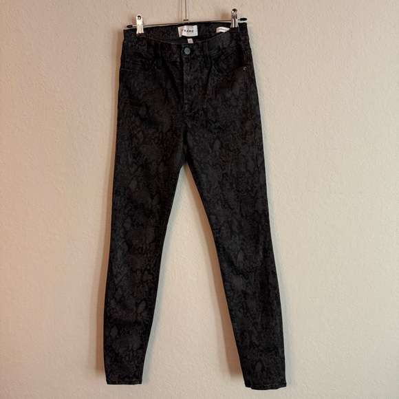 FRAME Le Skinny De Jeanne Python Black & Silver Skinny Jeans - Picture 2 of 8